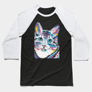 cute Colorful Pop art cat face Baseball T-Shirt